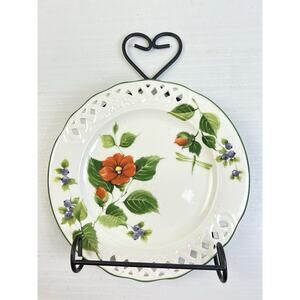 Bunelli Floral Plate And Heart Wall Hanger 10" Plate Home Decor Cottagecore